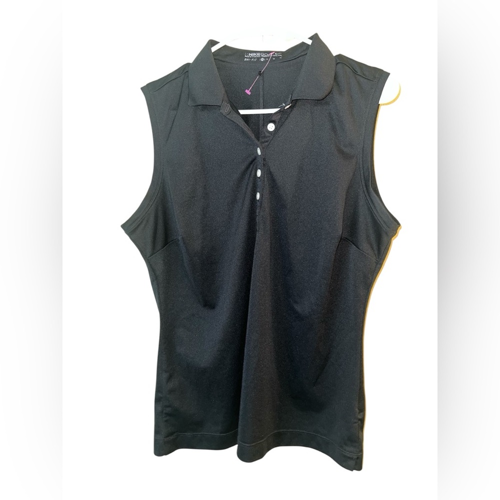 Black Sleeveless Polo Top